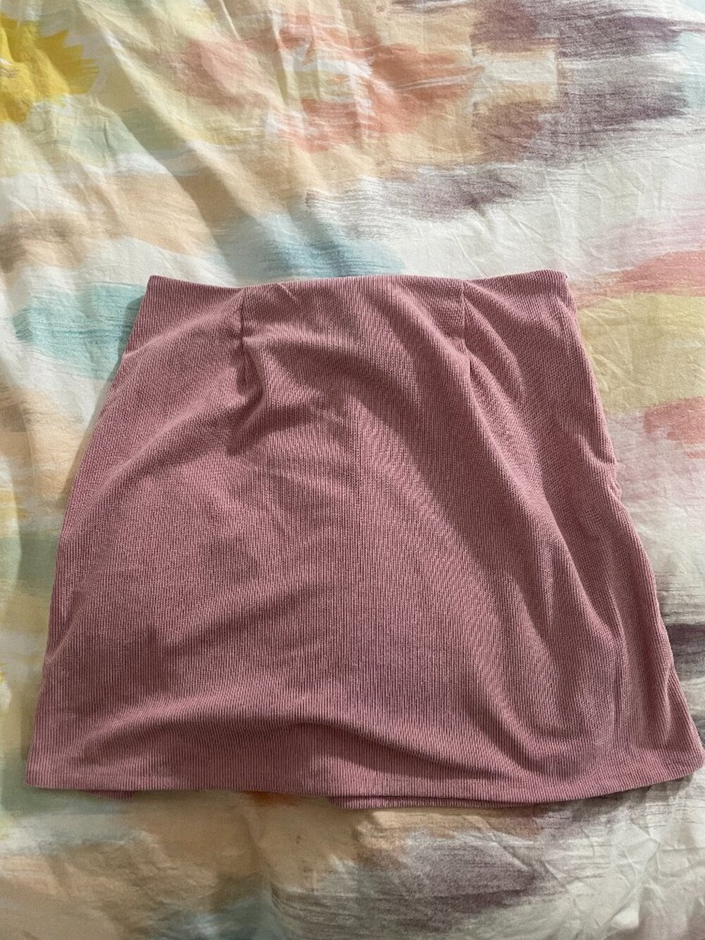 SHEIN EZwear Split Hem Corduroy Mini Skirt in Dusty Pink